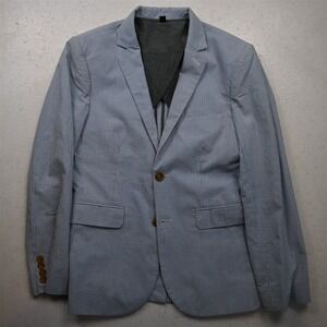 Boys Crewcuts 34S Blue White Stripe Seersucker Mens Blazer Jacket Sport Coat